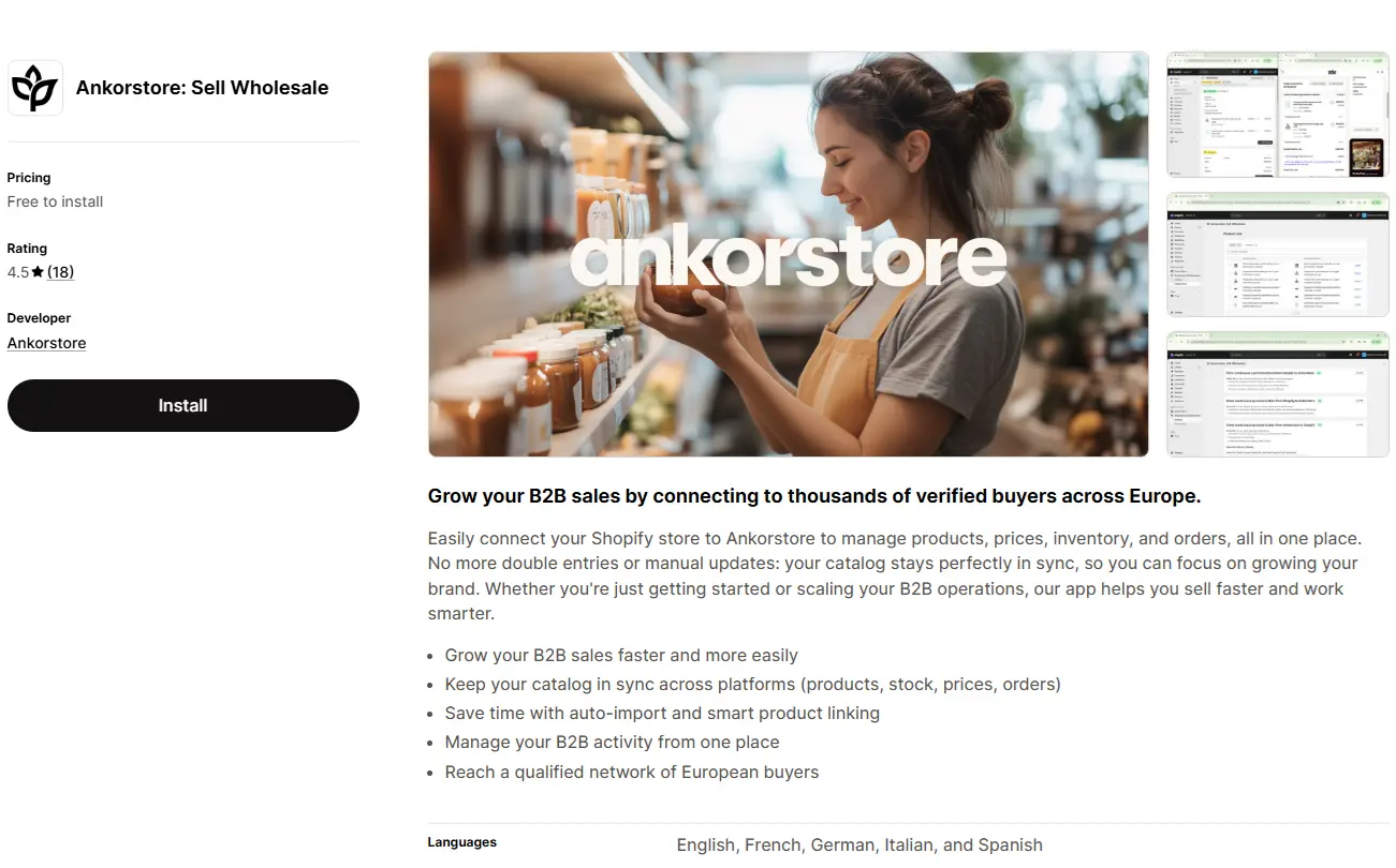 Ankorstore — Application Shopify — React, Remix, NestJS, Redis, Shopify API, TypeScript.